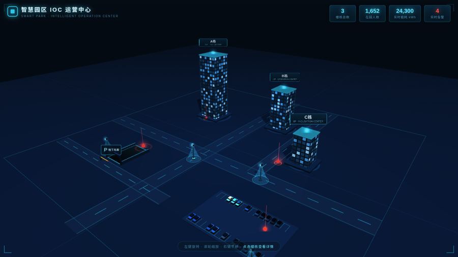 园区 3D 大屏原型